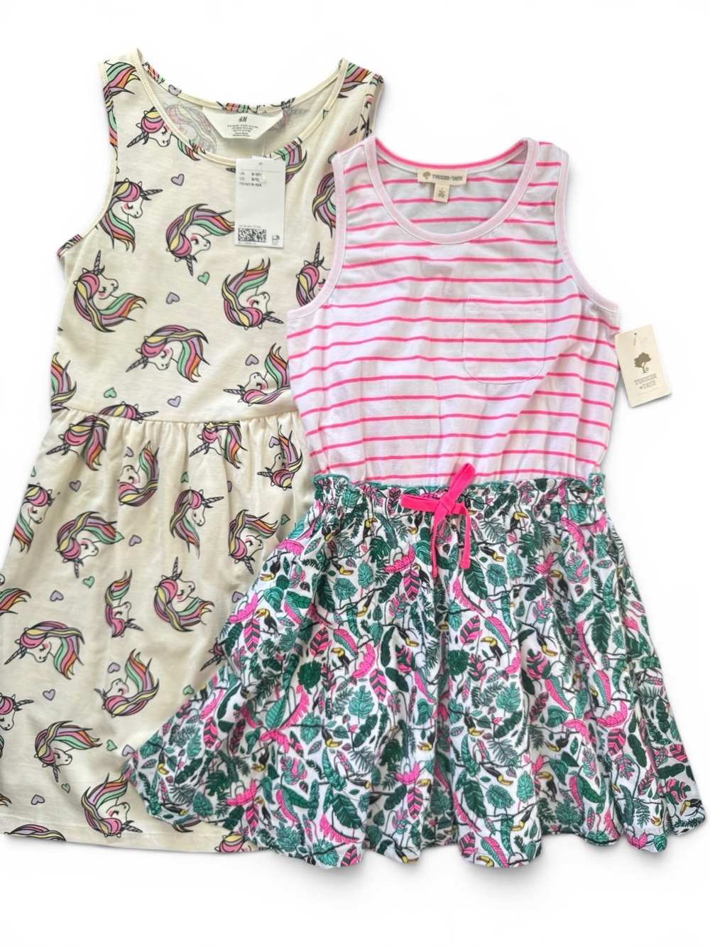 Tucker + Tate H&M Dress Bundle Pink Green Unicorn Striped Floral